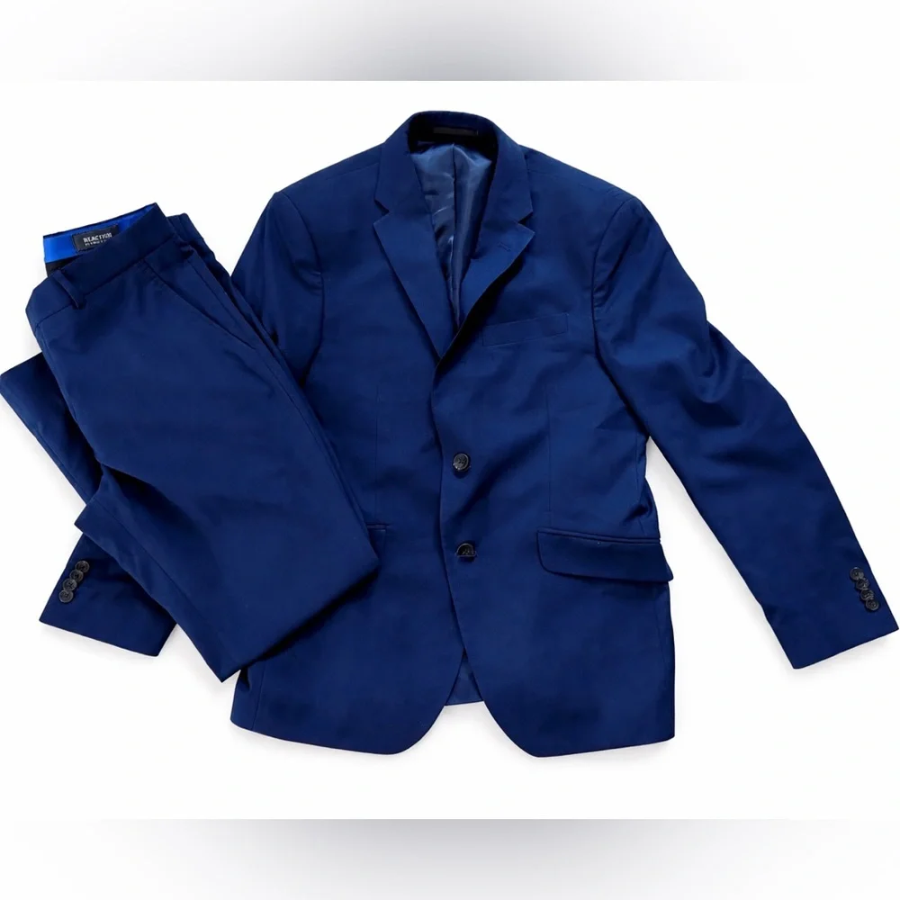 Kenneth Cole Techni-cole Suit Jacket Royal Blue men petite 38S medium